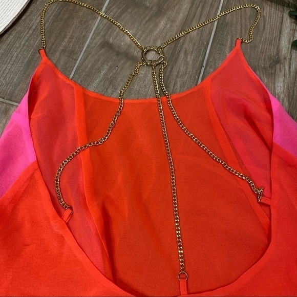 Victoria secret orange pink colorblock chain tank - Picture 4 of 5